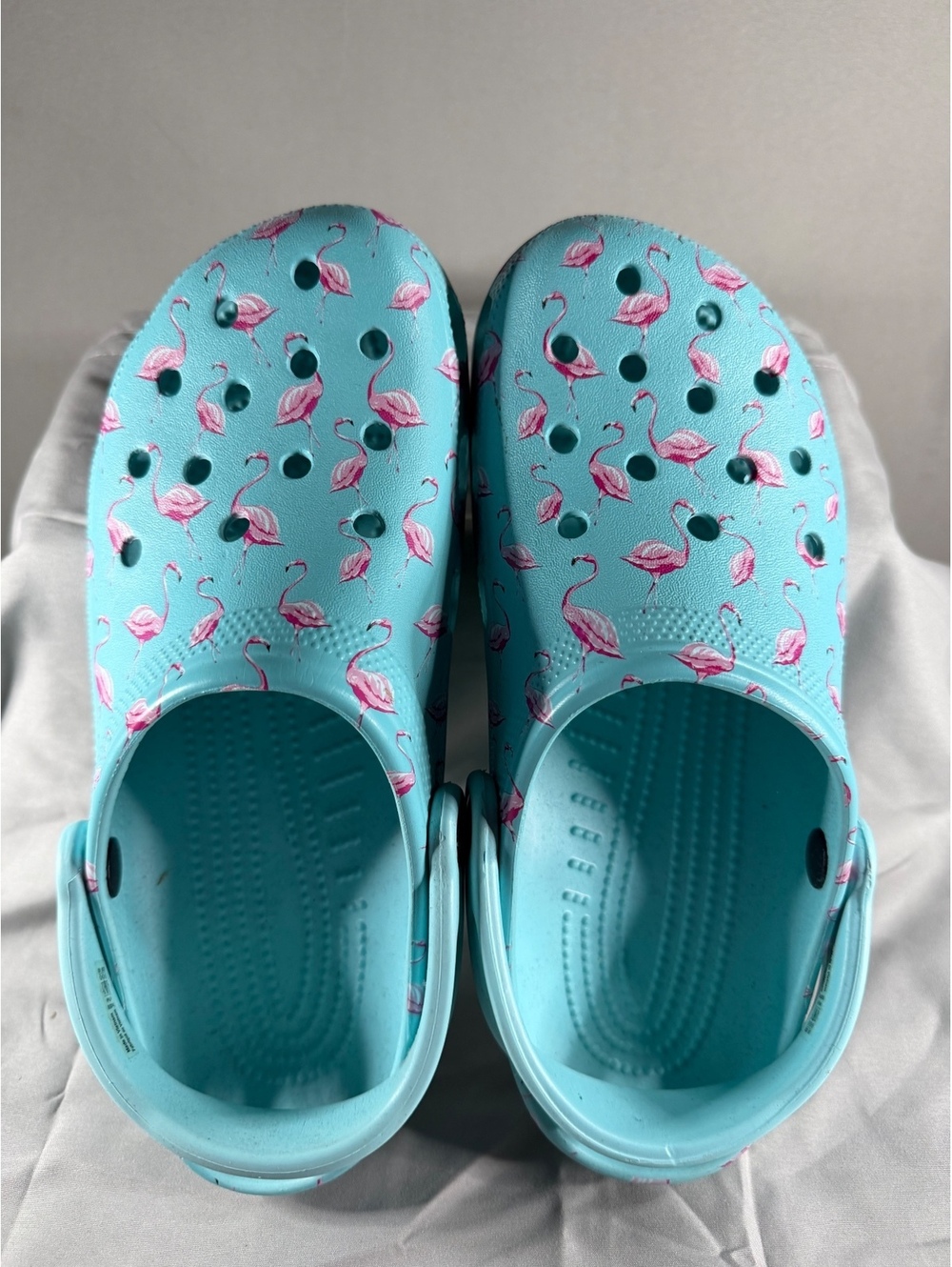 Crocs Classic Clogs Light Blue with Pink Flamingo Print Size M7/W9